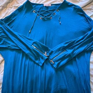 Calvin Klein Vibrant Blue Lace-Up Top
